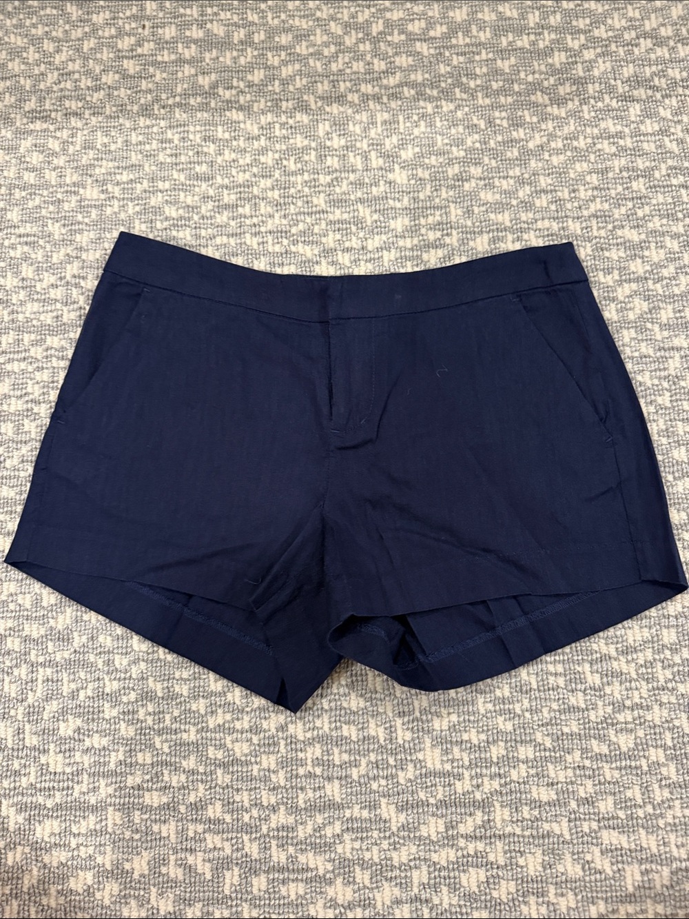 Joie Navy High-Waist Tailored Linen Shorts